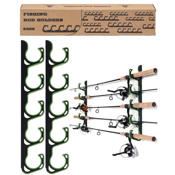 Ghosthorn Fishing Rod Holders for Garage, Up to 5 Rods Fishing Pole Rod Racks Wall or Ceiling Mounted Fishing Pole Rod Holders Garage Organizer Fishing Gear Equipment for Men Women