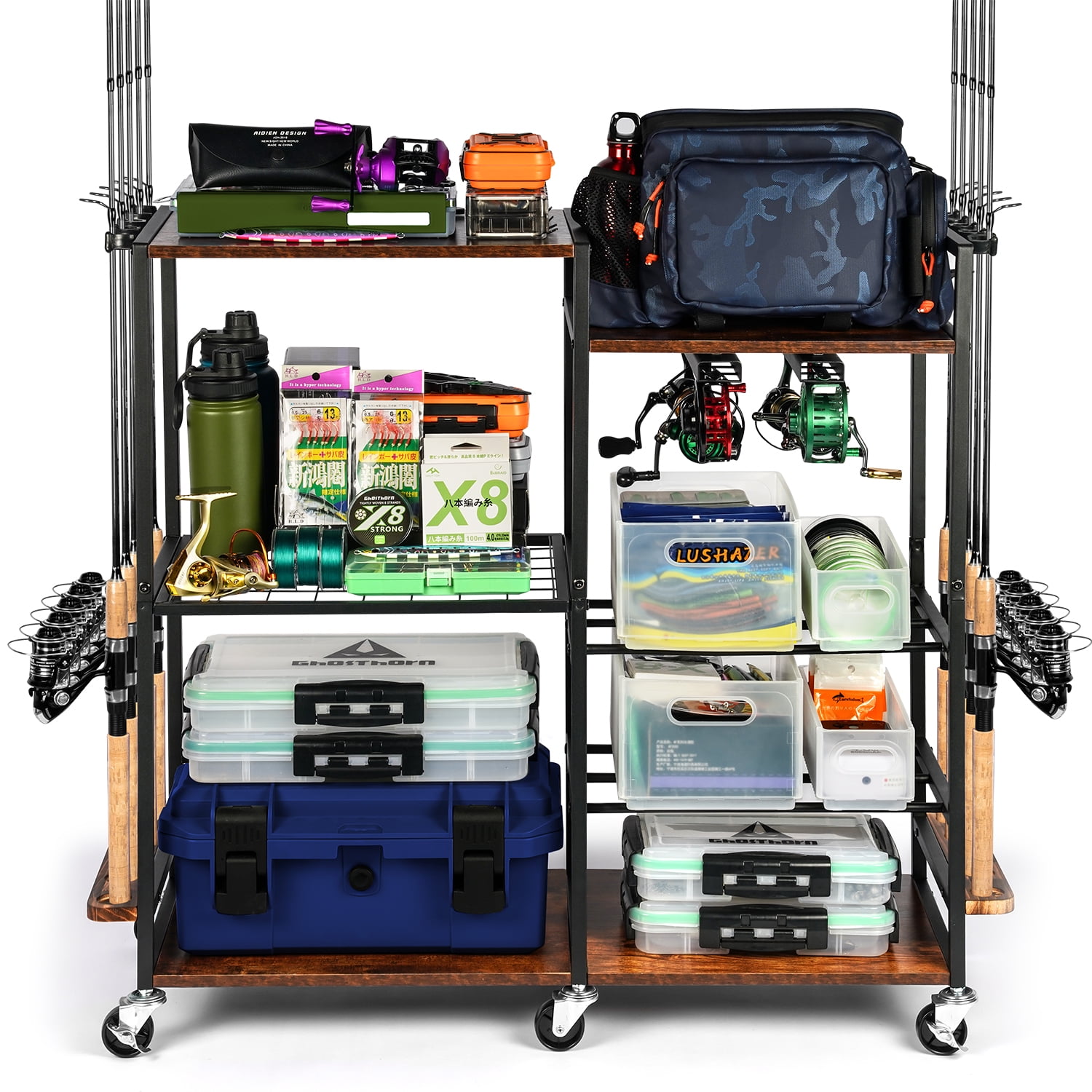 Fishing Rod Holders Fishing Gear Fishing Equipment Organizers Fishing Pole Holders Fishing Rod Tackle Cart Garage Home Entryway Corner Gift Ideas Men