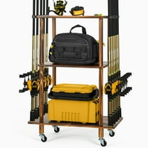 Ghosthorn Fishing Rod Holders for Garage Fishing Pole Rack Hold up to 10 Rods Fishing Pole Holders Wooden Organizer Fishing Rod Rack car Fishing Gear Storage Equipment