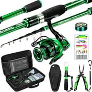 Ghosthorn Fishing Rod and Reel Combo, Graphite Telescoping Fishing Pole Collapsible Portable Travel Kit with Carrier Bag for Freshwater Fishing Gift for Men Women Father