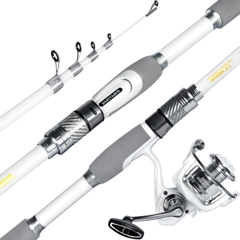 Ghosthorn Fishing Rod and Reel Combo Carbon Fiber Telescopic Fishing Pole Carrier Bag Portable Kit Saltwater Freshwater