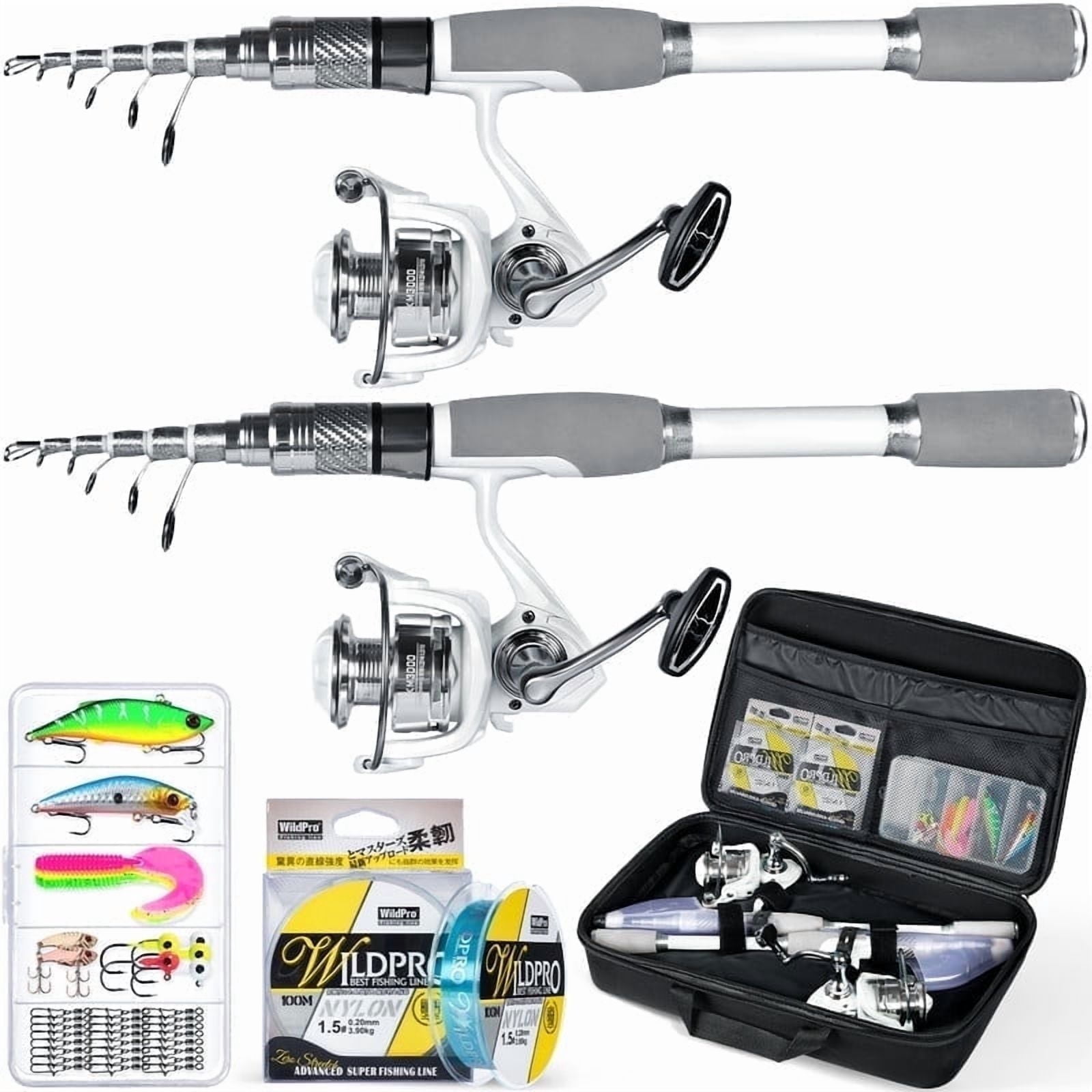 Ghosthorn Fishing Rod and Reel Combo Carbon Fiber Telescopic Fishing Pole Carrier Bag Portable Kit Saltwater Freshwater