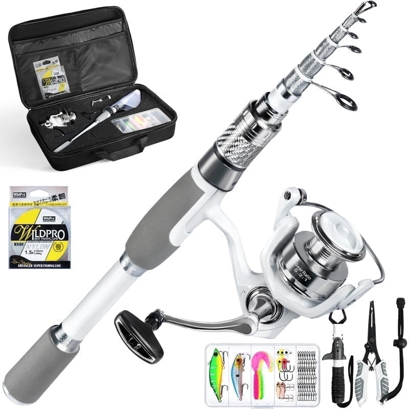 Ghosthorn Fishing Rod and Reel Combo Carbon Fiber Telescopic Fishing Pole Carrier Bag Portable Kit Saltwater Freshwater
