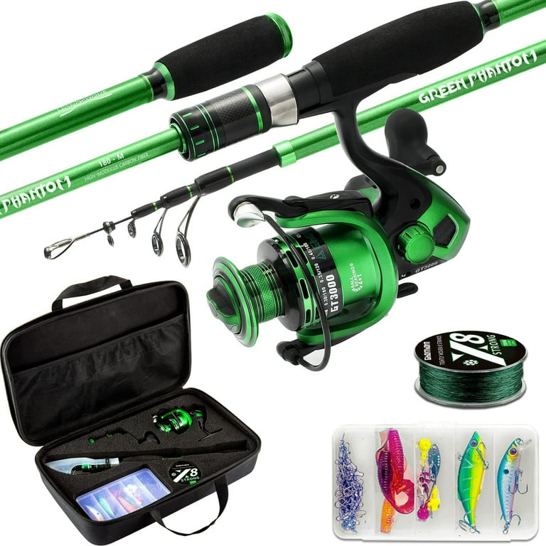 Ghosthorn Fishing Rod and Reel Combo, Graphite Telescoping Fishing Pole  Travel Kit with Carrier Bag for Gift 