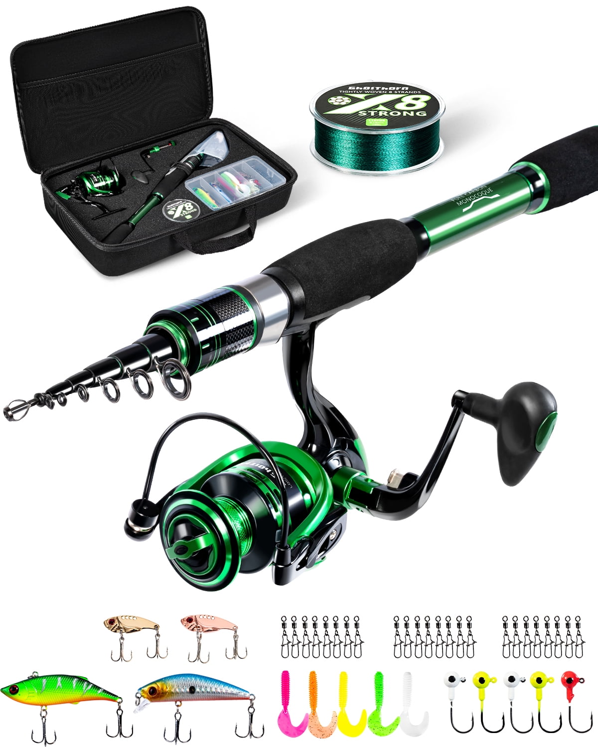 Free Shipping! Ghosthorn Fishing Rod and Reel Combo, Telescoping ...