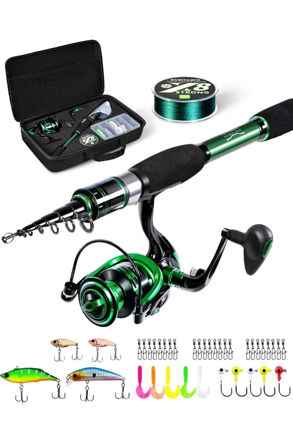 Fishing Rod and Reel Combo, Telescoping Fishing Pole Travel Kit with Carrier Bag for Freshwater for Men