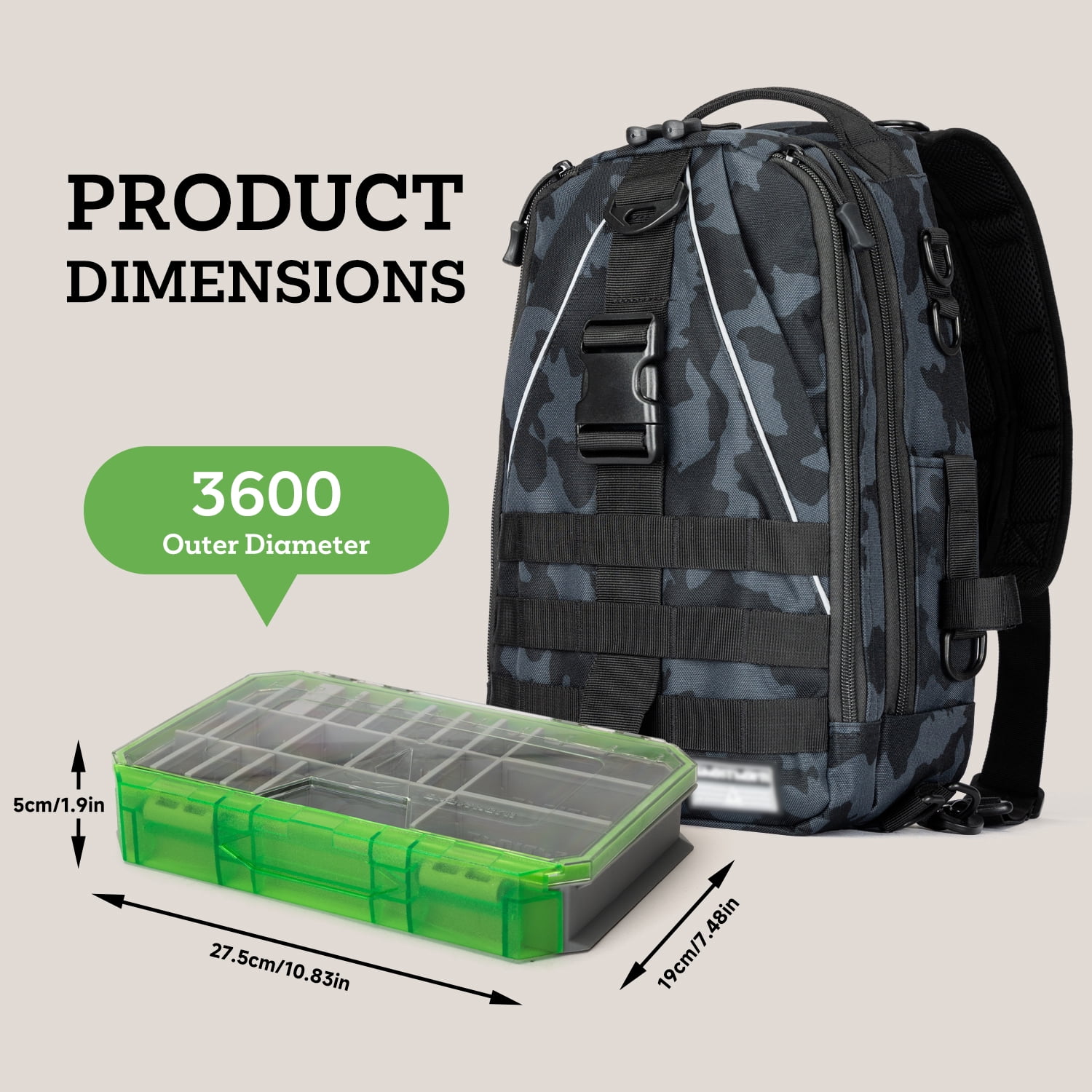 Ghosthorn Fishing Tackle Backpack with Trays 3600 Tackle Boxes & Rod Holders, Large Outdoor Storage Tackle Bag for Fishing