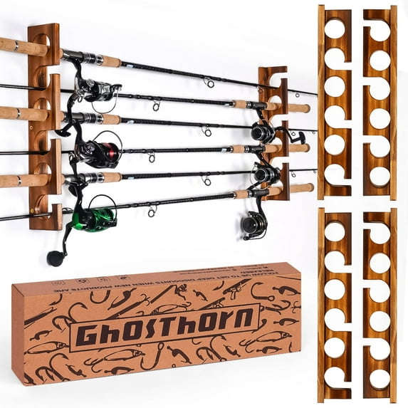 Wall or Ceiling Mounted Fishing Pole Rod Racks - Capable of Holding Up to 12 Rods, Perfect Garage Storage Organizer for Fishing Gear Equipment, Ideal for Both Men and Women