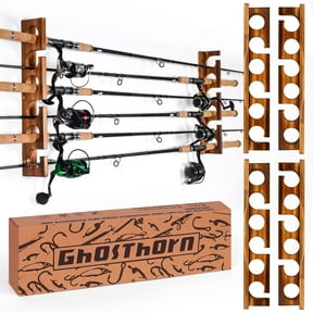 Ghosthorn Wall or Ceiling Mounted Fishing Rod Racks, Holds Up to 12 Rods, Fishing Pole Storage for Garage