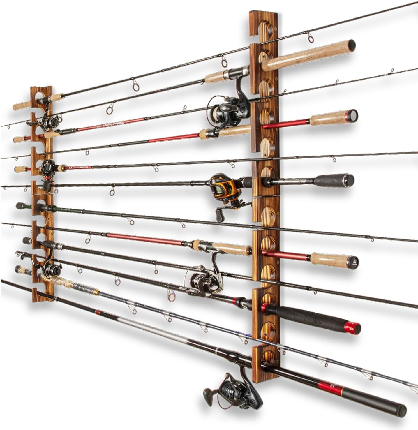 Ghosthorn Holds Up to 12 Rods Fishing Pole Rod Racks Wall or Ceiling Mounted Fishing Pole Rod Holders