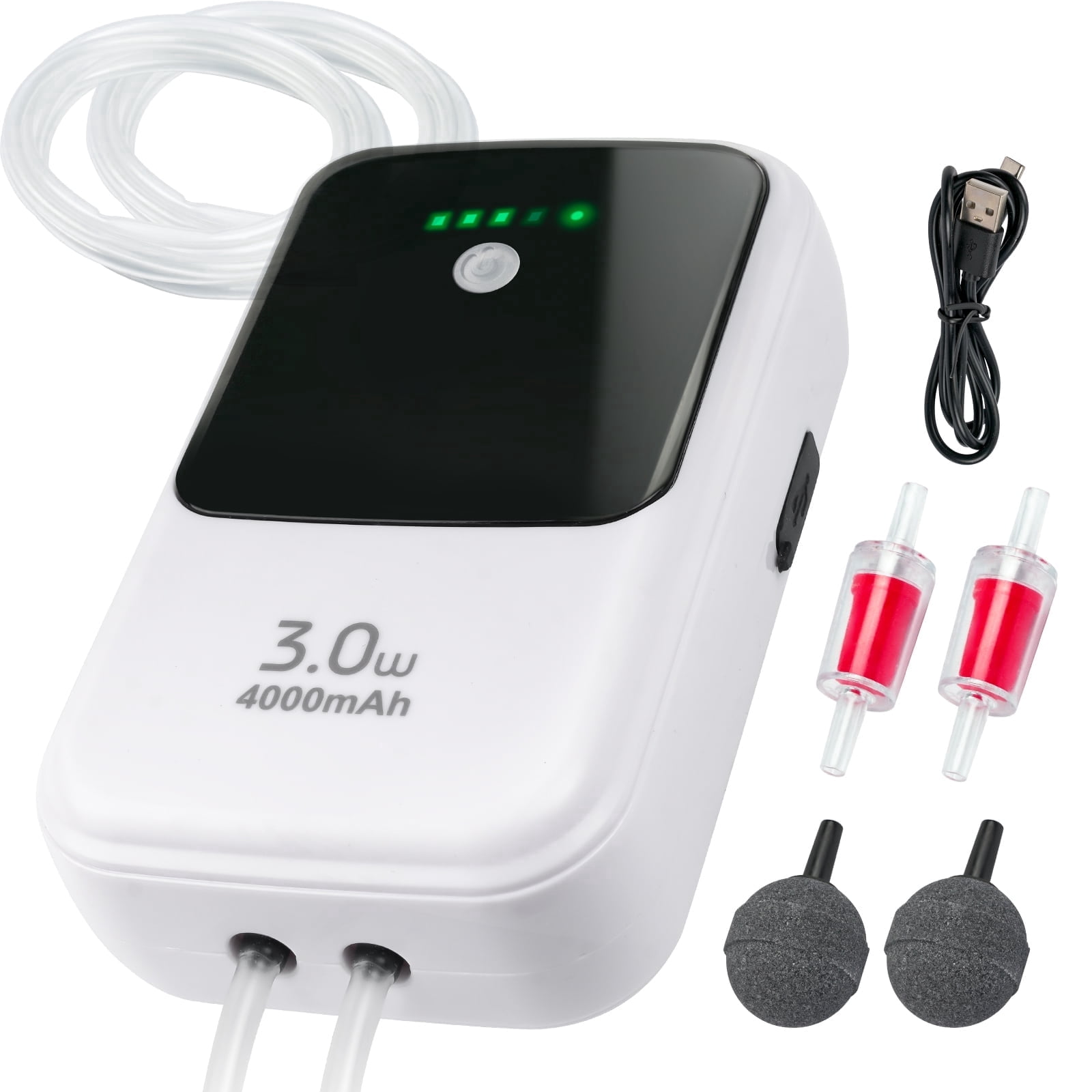 Ghosthorn Silent Dual Operating Mode Rechargeable Aerator for Fish, Large Capacity Aquarium Air Pump with Universal Clip for Most Bait Buckets