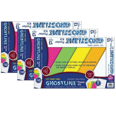 Ghostline Poster Board Kit, 5 Assorted Colors, 14" x 22", 13 Pieces Per Kit, 3 Kits