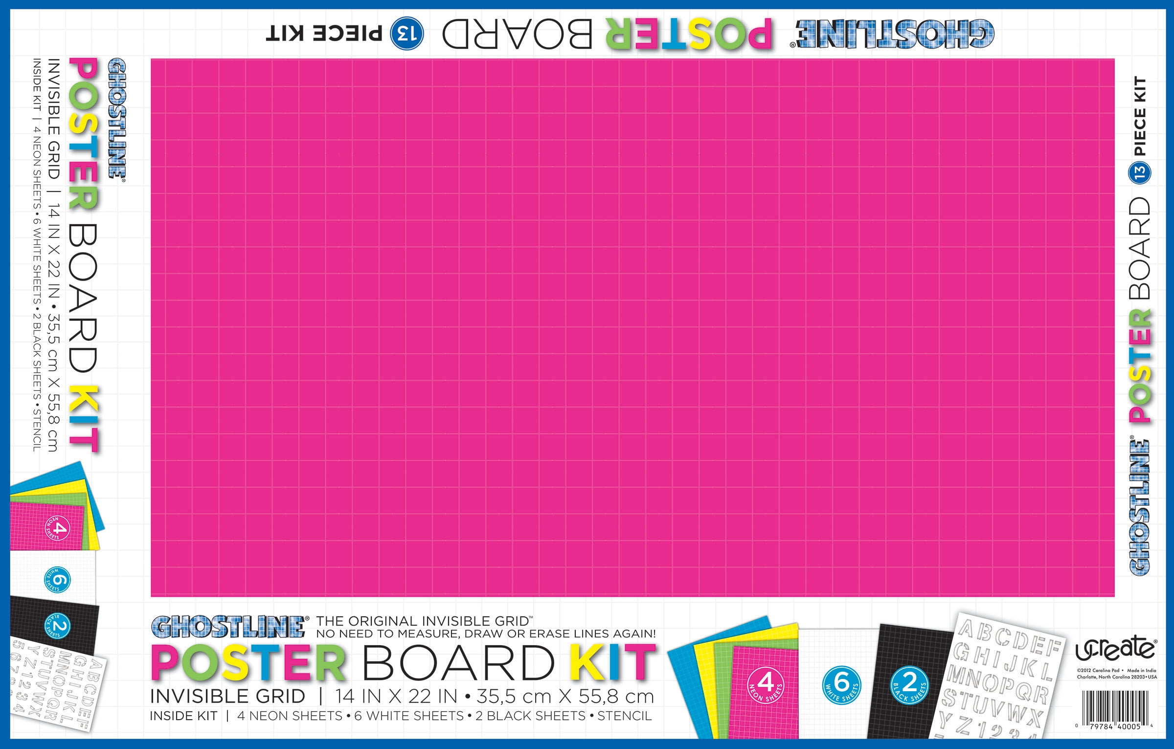 Ghostline Poster Board Kit, 5 Assorted Colors, 14" x 22", 13 Pieces