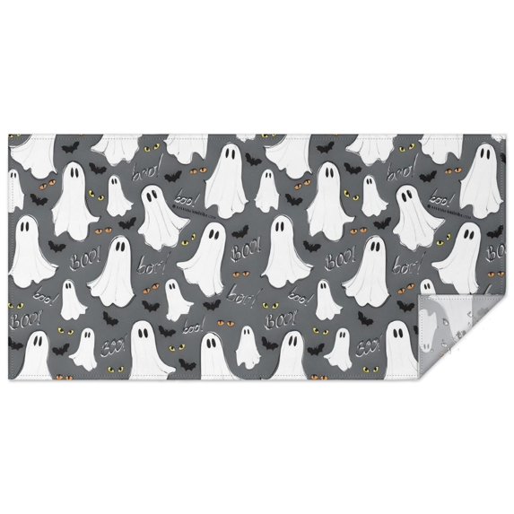 Ghostly Boo Halloween Pattern Rectangle Tablecloth 60"x120",Waterproof Polyester Rectangle Table Cloth, Wipeable Spillproof Polyester Tablecloth for Dining, Camping, Indoor and Outdoor