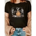 thumbnail image 1 of Ghostly Gatherings Halloween T-Shirt - Spooky Crew Neck Cotton Tee Featuring Dancing Skeletons Around A Campfire - Perfect For Halloween Parties, Autumn Festivals, Costume Events, 1 of 6