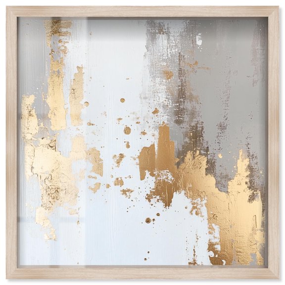 Ghostly Glimmer II Shadowbox Print Neutral Wall Art by Art Remedy, Blonde Frame, 12 x 12