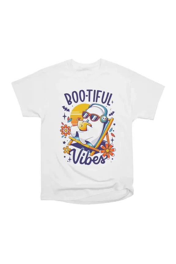 Ghostly Summer Vibes Spooky Ghost T-Shirt Tee Gift For Him Merch For Her Apparel For Frien