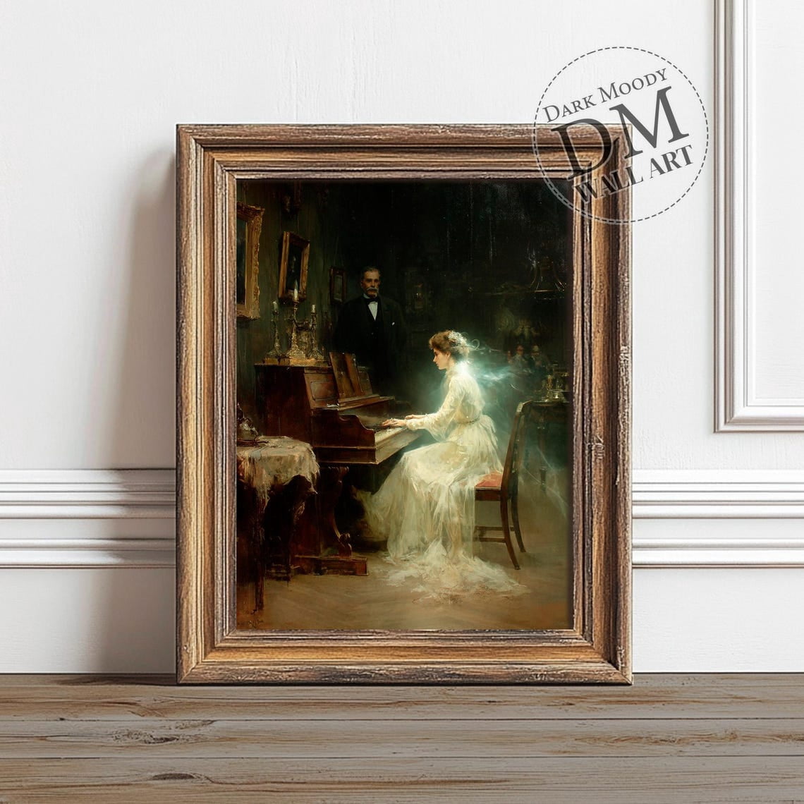 Ghostly Woman Playing Piano Dark Moody Wall Art Print, Vintage Academia ...