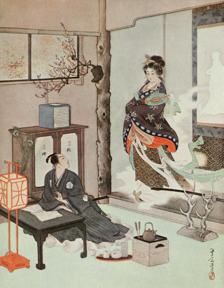 Ghostly figure Romances of Old Japan 1920 Canvas Art - Yukio Ozaki (18 x 24)