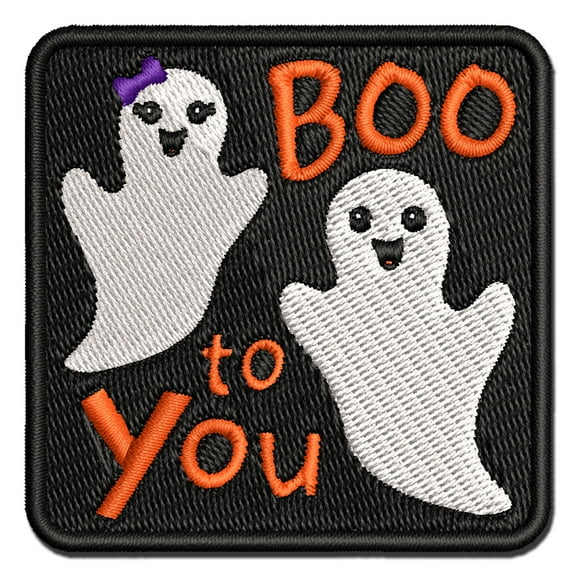 Ghosts Boo To You Halloween Applique Multi-Color Embroidered Iron-On Patch - 2.0 Inch Mini