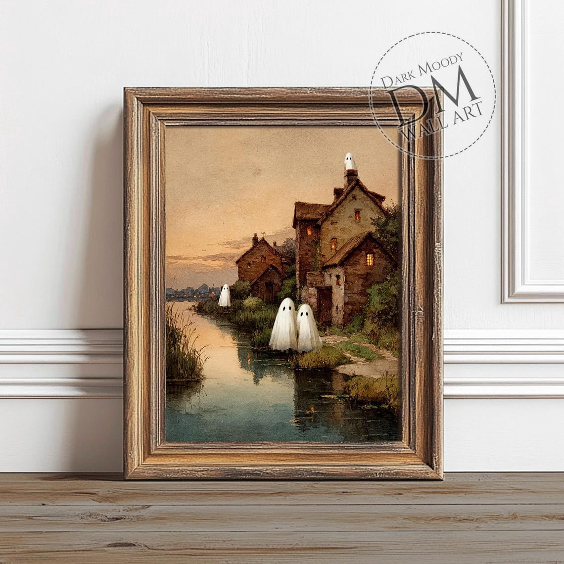Ghost Rver Sign Ghosts By River Wall Art Print, Haunted Village Halloween Decor ...