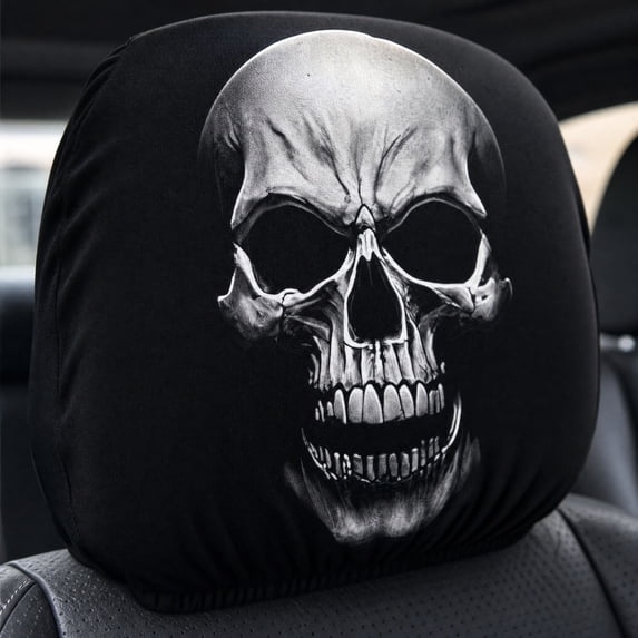Ghosts Car Headrest Cover, Scary Face Printing Car Seat Headrest Protector, Washable Auto Head Rest Pillow Cover for Sedan Van Truck, Universal Vehicle Interior Accessories J