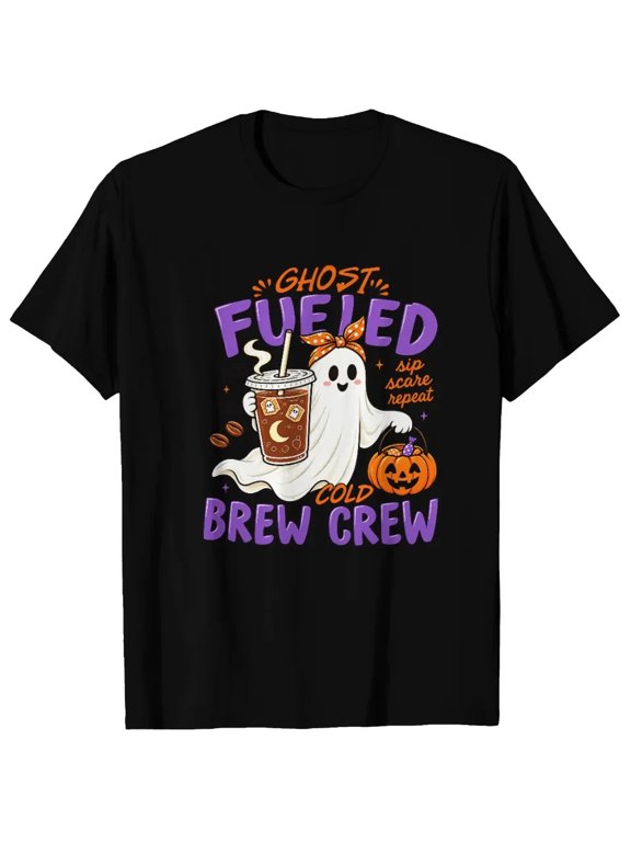 Ghosts Fueled Cold Brew Crew Cute Halloween Spooky 2026 2027 T-Shirts