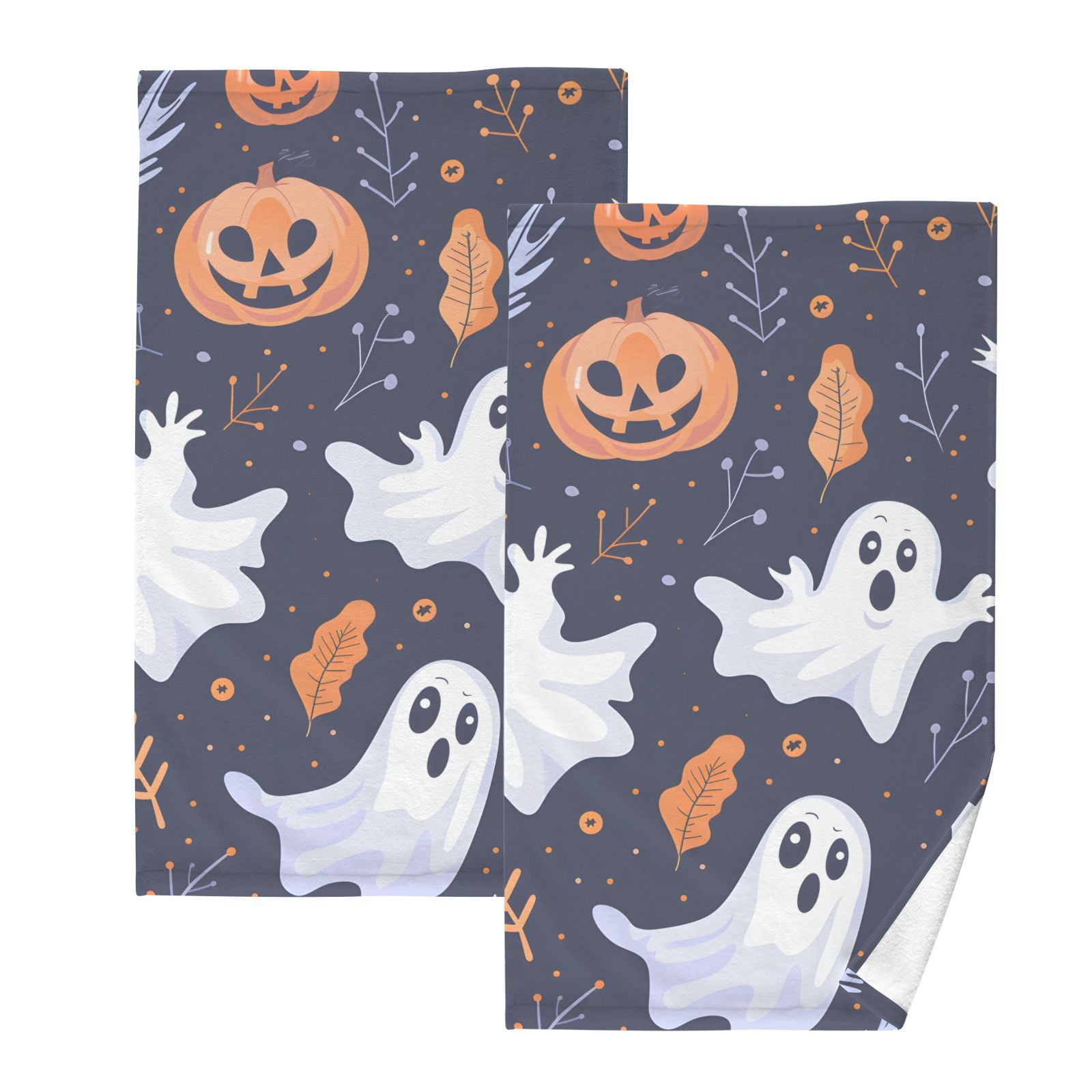 Ghosts Halloween Hand Towels Cotton Bath Towels Large Face Towels Absorbent for Bathroom 2 Packs