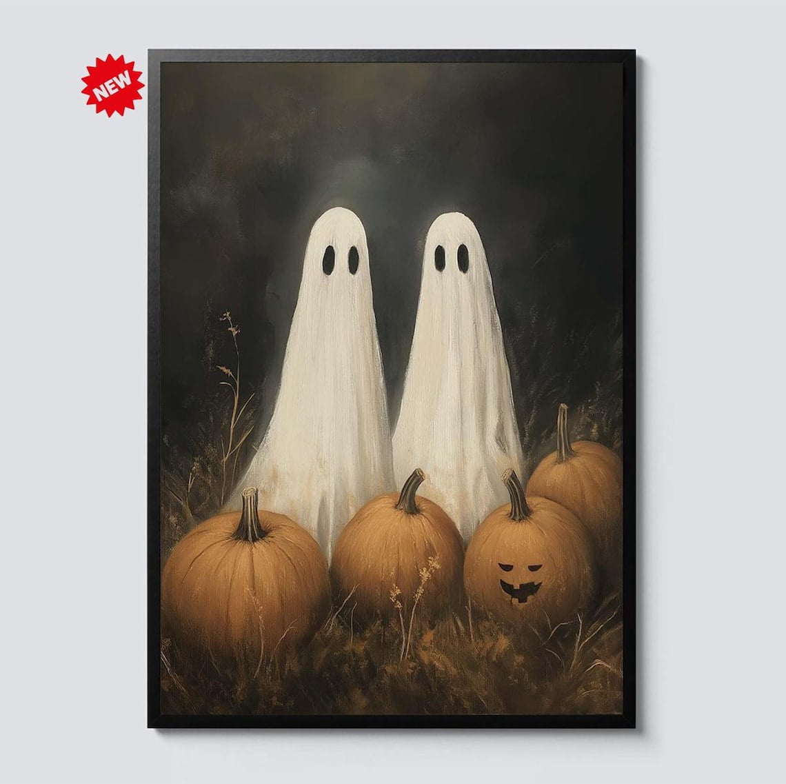 Ghosts Pumpkins Halloween Wall Art Spooky Vintage Haunted House Decor ...