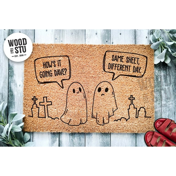 Ghosts Same Sheet Different Day I Love Halloween Door Mat | Funny Doormat | Welcome Mat | Halloween Decor | Home Doormat | Halloween Mat