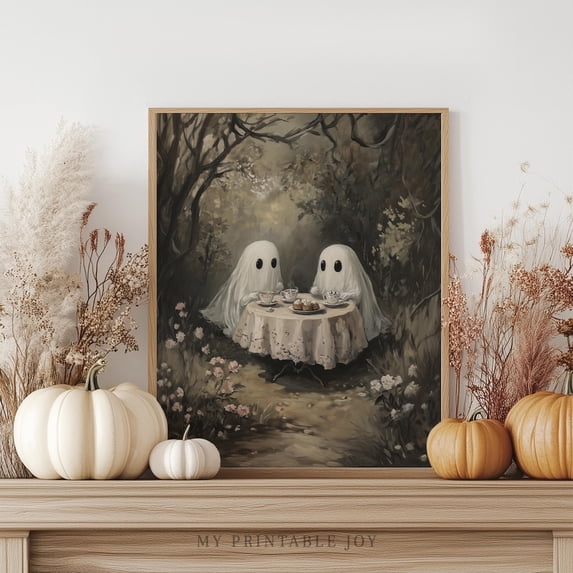 Ghosts Sharing Tea In Forest Clearing