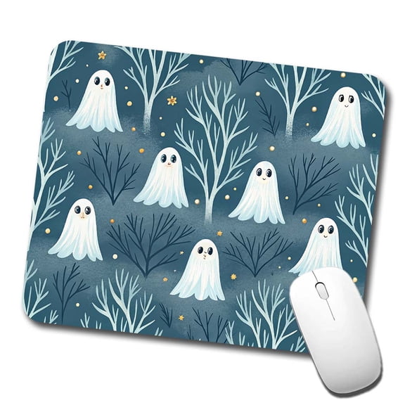 Ghosts Smiling Halloween Sparse Trees Mouse Pad Low Profile Gaming Mat