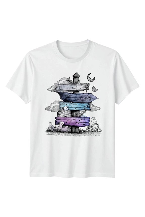 Ghosts Spooky Signposts Halloween Ghosts Mens T-Shirt Womens Unisex Apparel