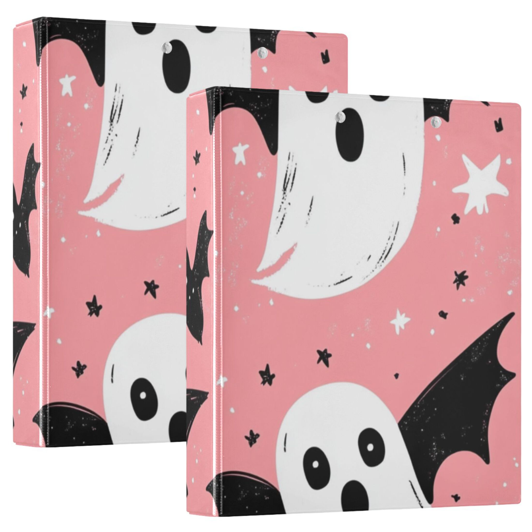 Ghosts Stars 3 Ring Binders 1.5 inch Hardcover File Folders with Interior Pockets A4 Size Organizer for School Office Hospital
