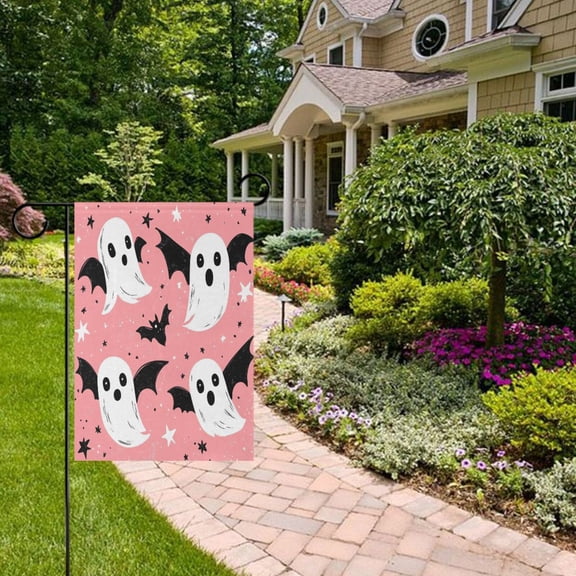Ghosts Stars Garden Flag Double Sided 12 x 18 Inch Outside Yard Decoration Outdoor Flag