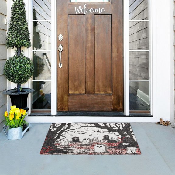 Ghosts Tombstone Versatile Absorbent Door Mat, Non-Slip, Easy to Clean 32''x20''