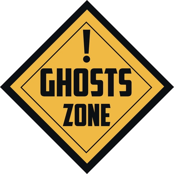 Ghosts Zone Warning Sign with Caution Creative Design for Halloween Vinyl Wall Decal - Novermber Celebration for Scary Holiday Wall Decoration - 20" x 20"
