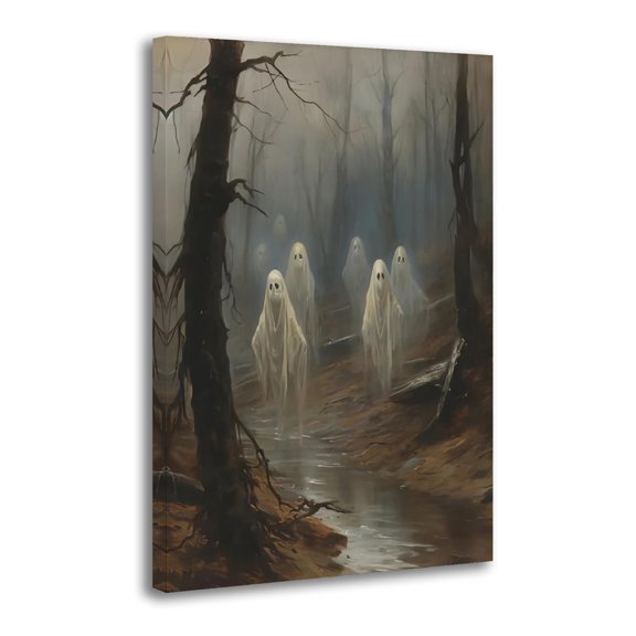 Ghosts in The Forest, Halloween Picture Print Wall Art Poster Painting Canvas Posters Artworks Gift Room Aesthetic 24x36inch(60x90cm)
