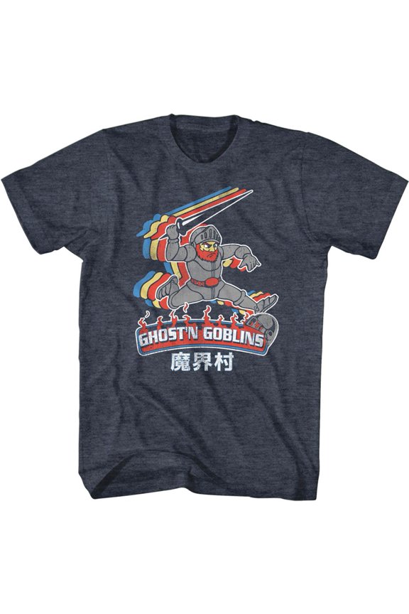 Ghosts 'n Goblins Color Trail Navy Heather Adult T-Shirt