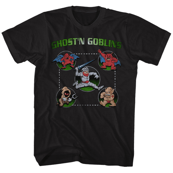 Ghosts 'n Goblins Full Circle Black Adult T-Shirt