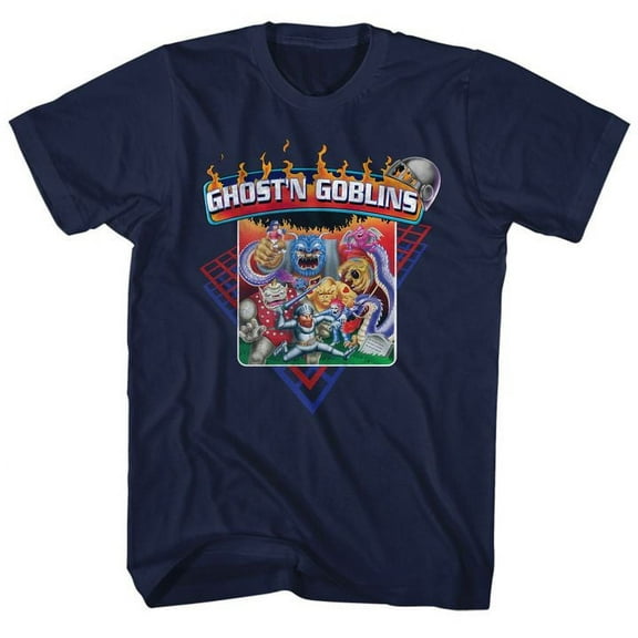 Ghosts n Goblins Ghostn Navy Adult T-Shirt 4Xl