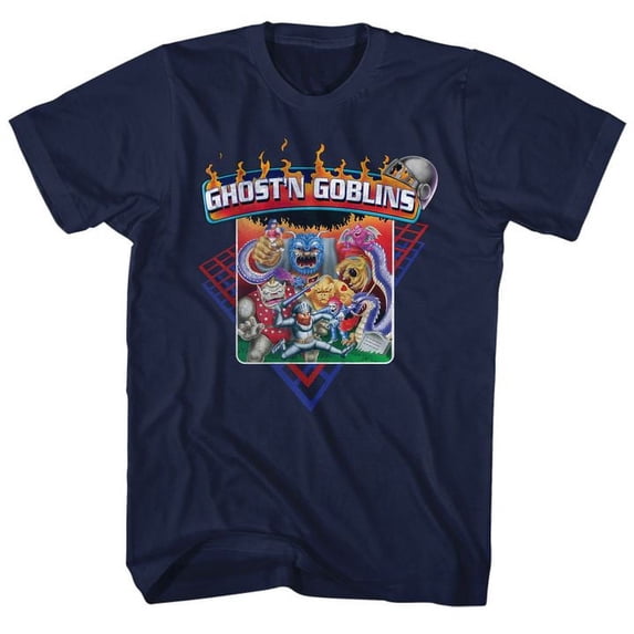 Ghosts n Goblins Ghostn Navy Adult T-Shirt Xlt