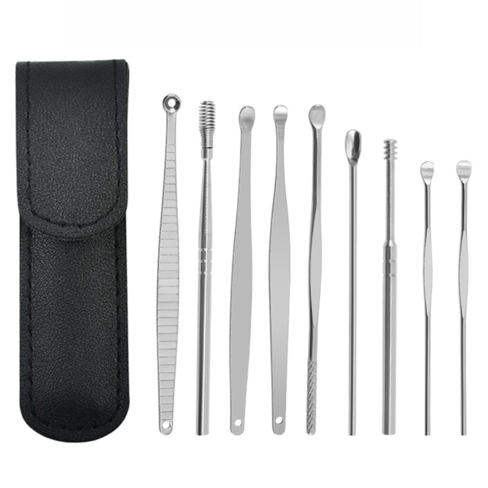 Ghouie Clearance 9 Piece Portable Ear Wax Removal Kit Stainless Ear