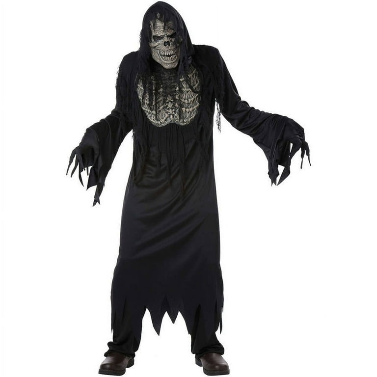 Ghoul Hood And Mask Adult Black Ghoul Hood And Mask Adult Black