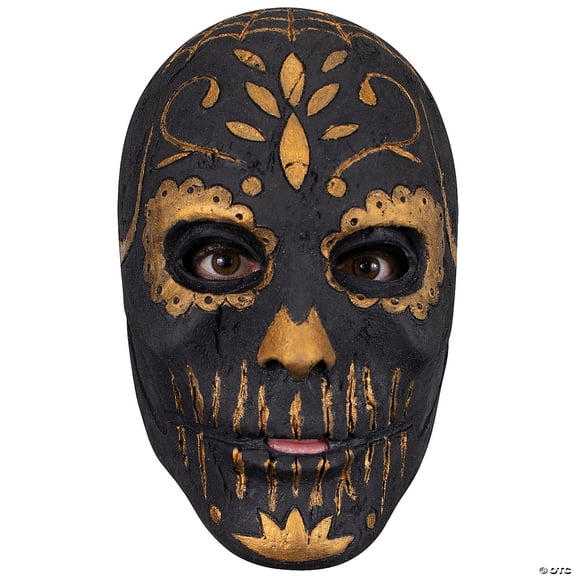 Ghoulish Productions Golden Carving Catrina Mask.Gold and Black Catrina Latex