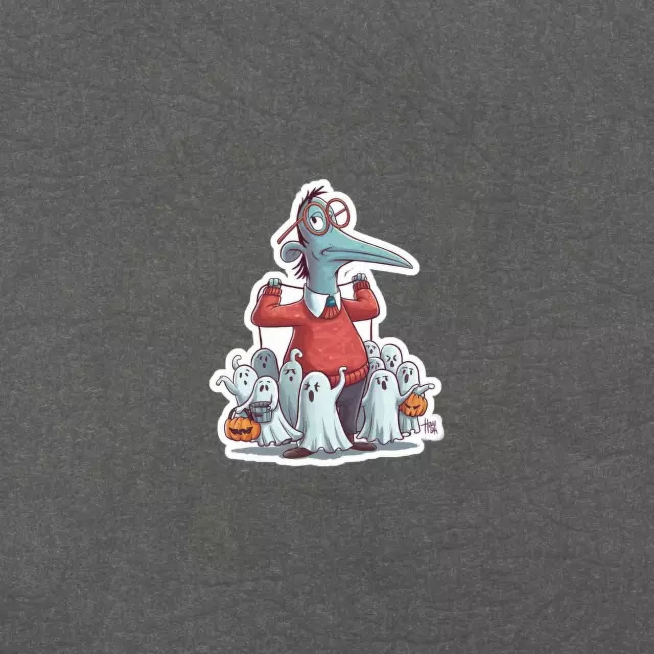 Ghoulish Ghost Leader Cartoon Sticker - Spooky Halloween Decalphone ...