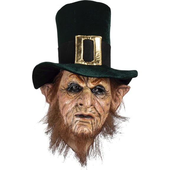 Ghoulish Productions Evil Leprechaun Full Latex Mask with Hat Irish Horror Costume for Halloween