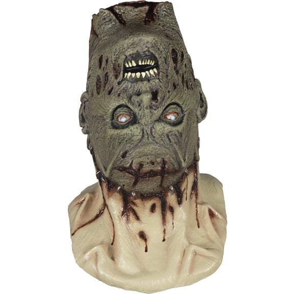 Ghoulish Productions Zombie Transplanted Latex Mask With Neck Realistic Undead Horror Mask Torn Skin Bloody Details Hand Painted for Halloween Haunted House and Collectors