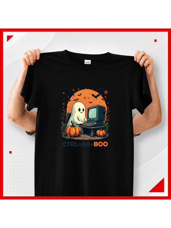 Ctrl Alt Boo Cute Ghost Retro Computer Halloween Tech Unisex T-Shirt