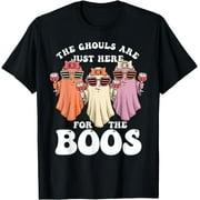 Ghouls Just Here for the Boos Halloween Ghosts Women T-Shirt Black